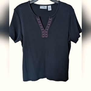 Coral Bay short sleeve casual comfortable Top with a boho neckline. Stretchy.